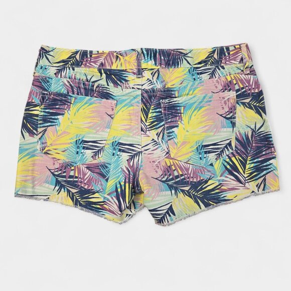 Old Navy Women's The Diva Tropical Palm Print Cut Off Shorts Multicolor y2k 8 - Picture 5 of 11